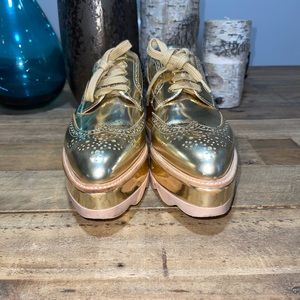 Prada Metallic Platform Brogues